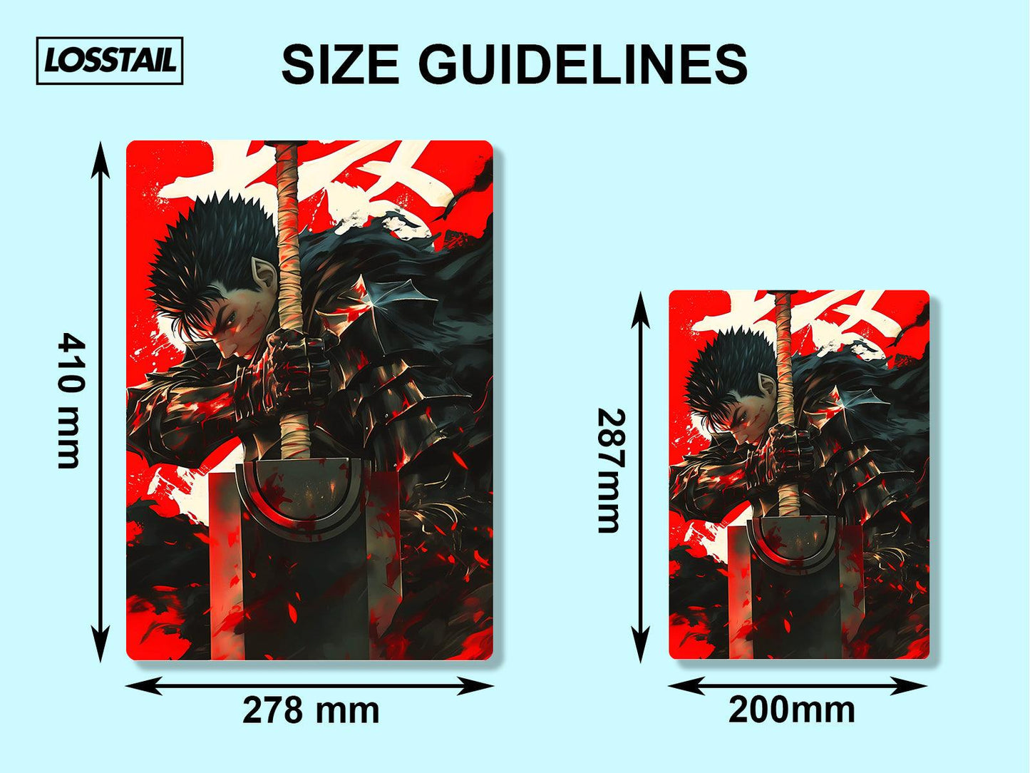 Guts  - Berserk - Metal Poster - Losstail